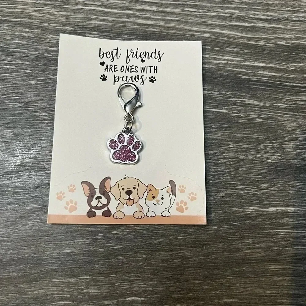 Cute Pink Dog or Cat Paw Charm